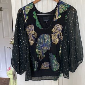 Cynthia Rowley “Inverness” Top. Viscose, Silk & Polyester